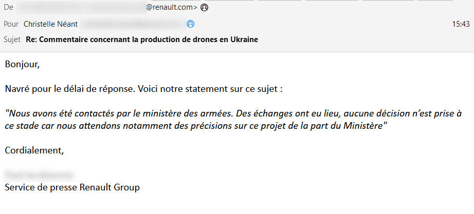 Réponse de Renault