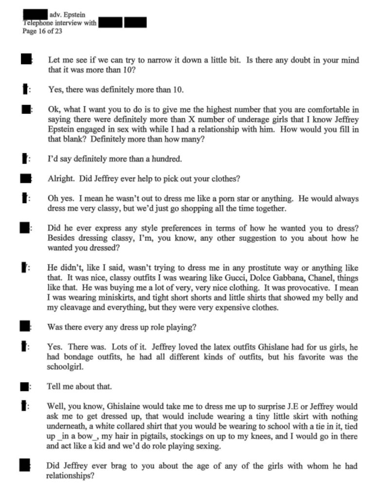 Epstein filles mineures
